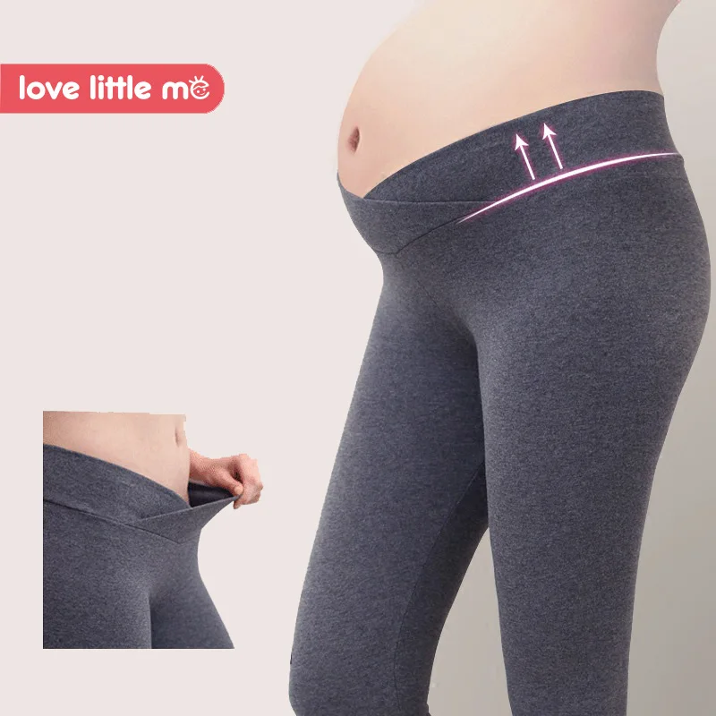 

Love Little Me Spring New Maternity Leggings Low Waist Pregnancy Belly Pants Cotton Pregnant High Elasticity Women Thin Trousers