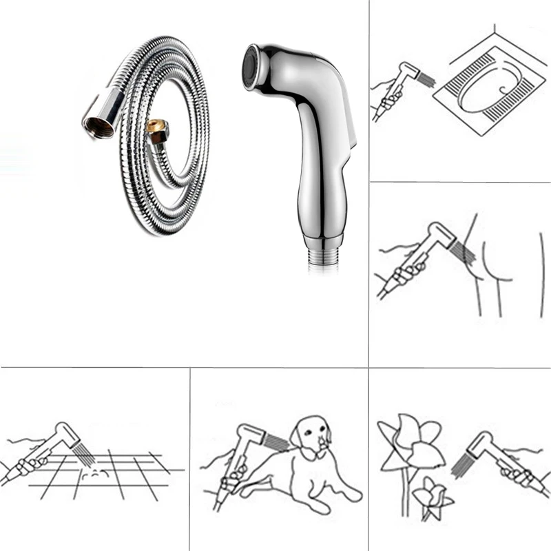 Ducha спрей Ручной портативный биде опрыскиватель Ducha гигиенический Душ Туалет Душ спрей биде кран портативный биде опрыскиватель - Цвет: sliver A4