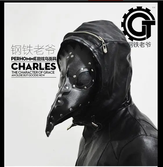 Steampunk Faux Leather Black Bubonic Plague Doctor Masks Medieval