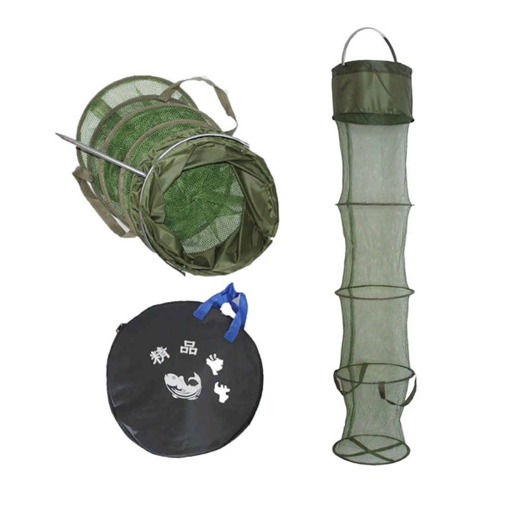 S M L X 1.5m Foldable Fish Keep Net with Bag Pond Fishing Sea Fishing Fish Keeper Keeping Net