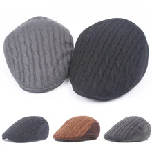 Мужская вязаная зимняя теплая кепка газетчика для вождения, Плоские береты, шапка высокого качества CSHAT0543