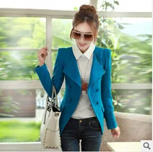 Women Autumn Winter Wool Blazers Nice New Fashion Casual Solid Cardigan Slim Double Breasted Blazer Coats S1618