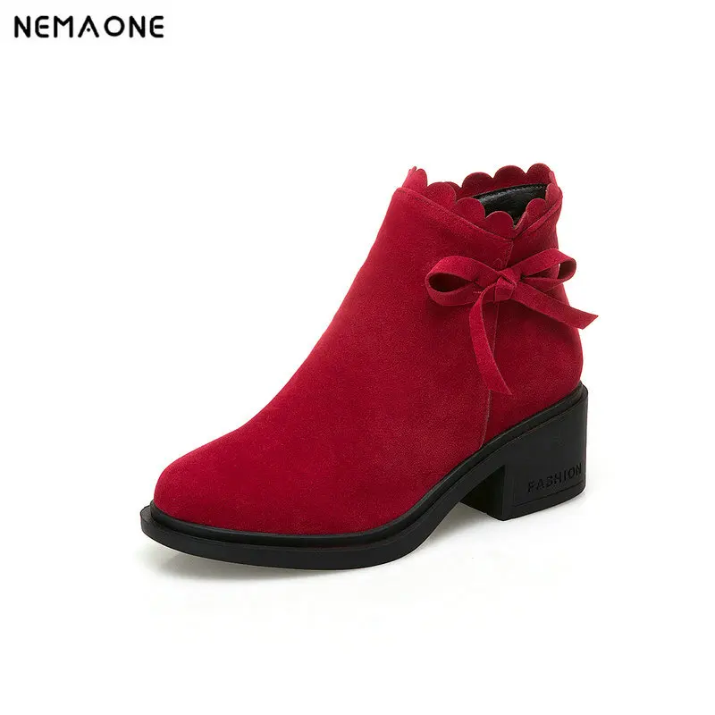 

Sweet Thick Heel Women Ankle Boots 2019 Autumn Winter Lady High Heel Martin Boots Booties Black Shoes Women