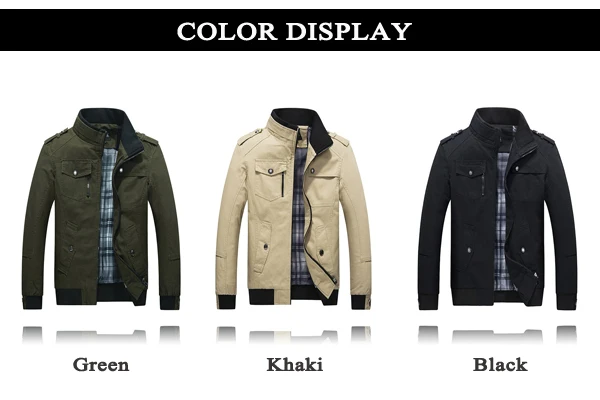 Mens Spring Autumn Stand Collar Multi Pocket Outdoor Jacket