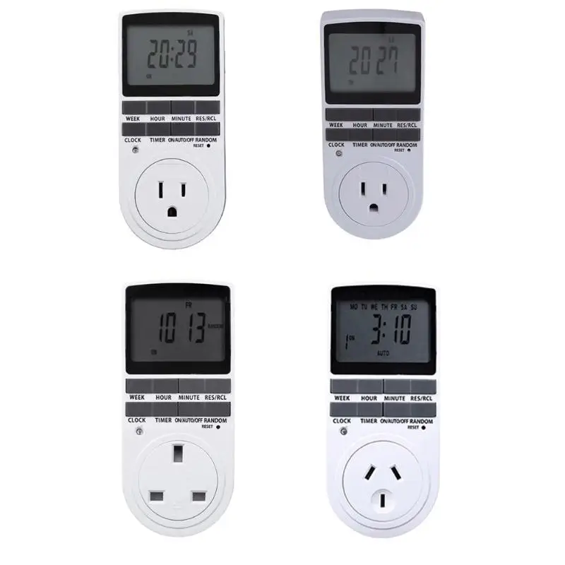 

Digital Timer Socket Plug-in Programmable Timer Switch Socket with 12/24 Hours Timer Switch Clock EU AU UK US Plug LCD Display