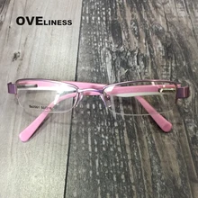 Очки рамки Половина обод очки с оптическими стеклами для женщин розовый рецепт очки близорукость