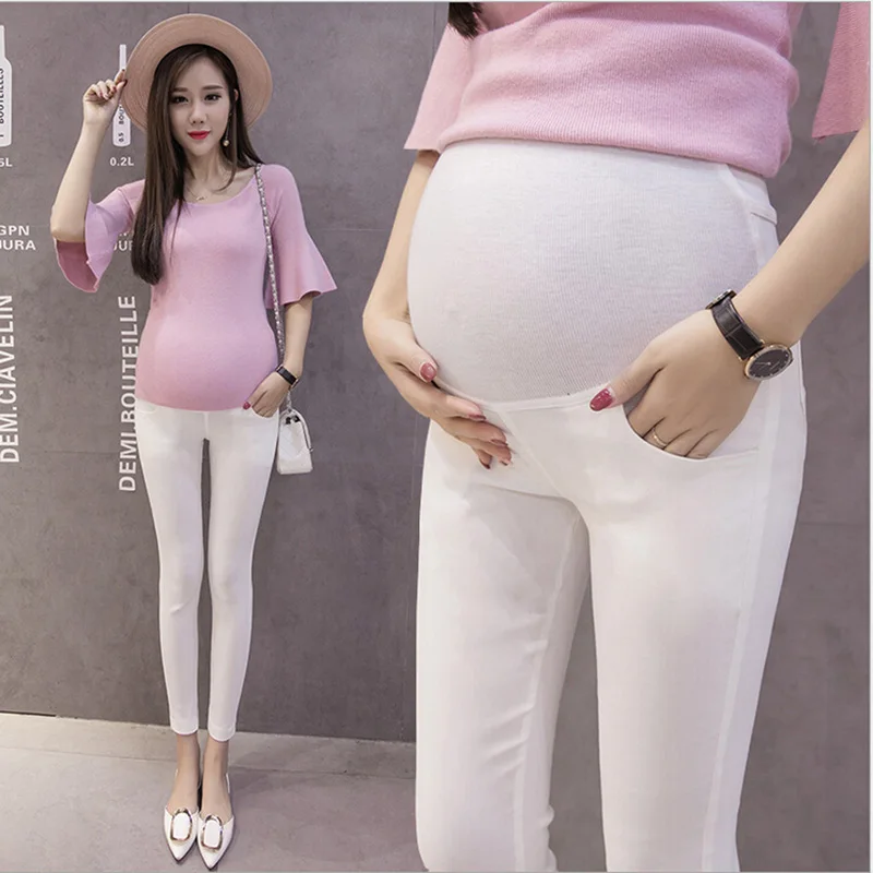 2017 Summer High Elastic Women Maternity Pants Solid Color Casual Slim ...