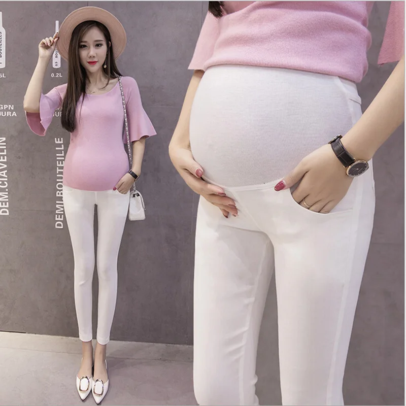 2017 Summer High Elastic Women Maternity Pants Solid Color Casual Slim