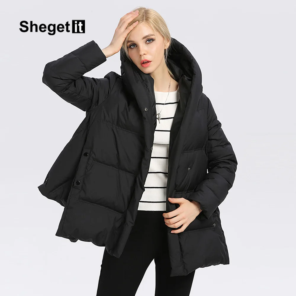 Shegetit Women White Winter Down Coat 2017 New Winter Minus 20 Degrees