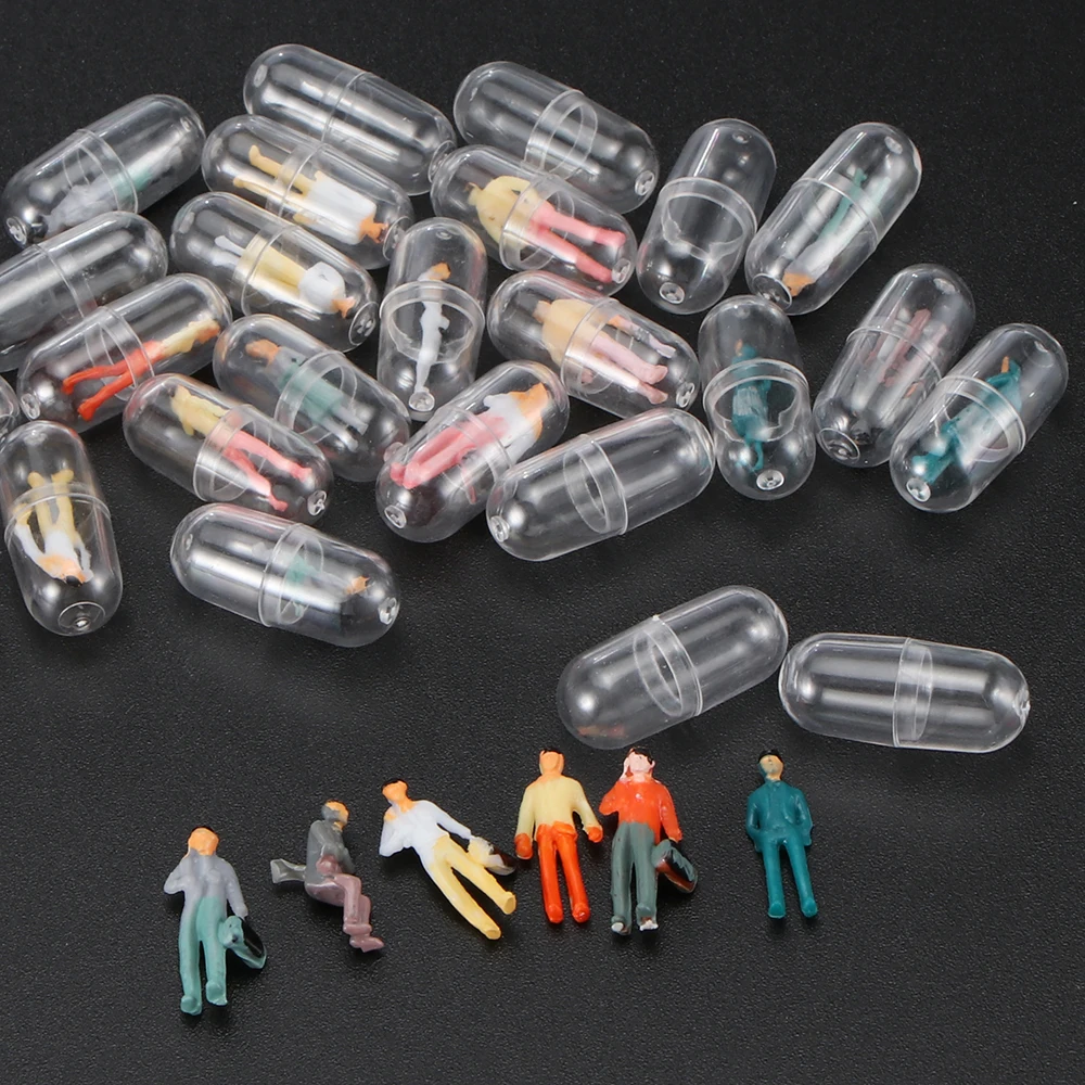 

50pcs DIY Transparent Capsule Shell Plastic Pill Container Medicine Pill Cases Bottle Splitters Capsule Figurines Accessories