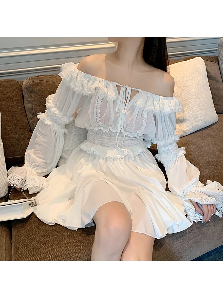 COLOREE лето для женщин Высокая талия мини юбка 2019 сладкий белый/черный однотонная повседневная обувь оборками стандартная юбка