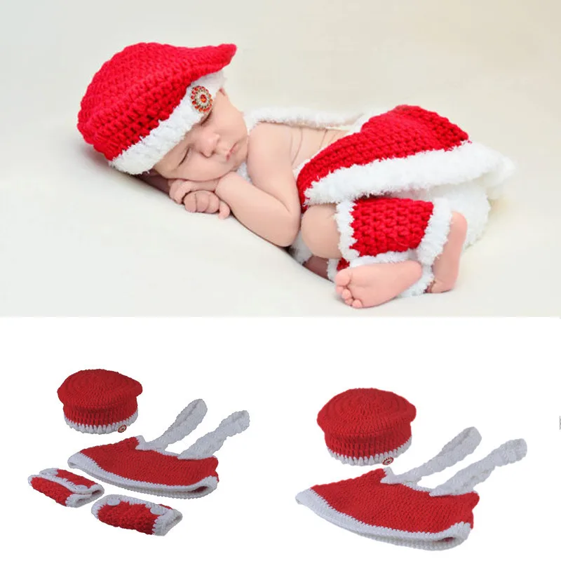 

0-3 months elastic suits newborn baby handmade Chrismas costume make up Santa dress costume playing clothing