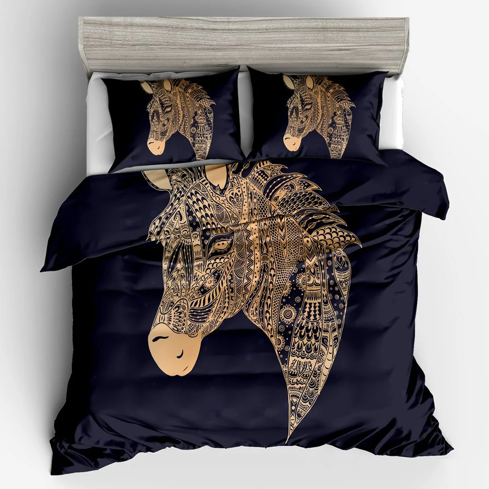 

Bohemian Black Gold Horse 3d Luxury Wedding Duvet Cover Set Bedding Set Twin Full Queen King 1 Quilt Cover 2 Pillowcase