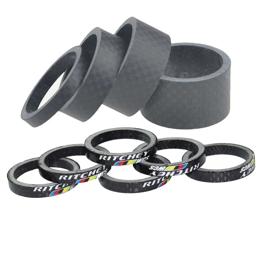 One Set 4 Pieces Carbon Fiber Spacers Washer Bicycle Fork Washers