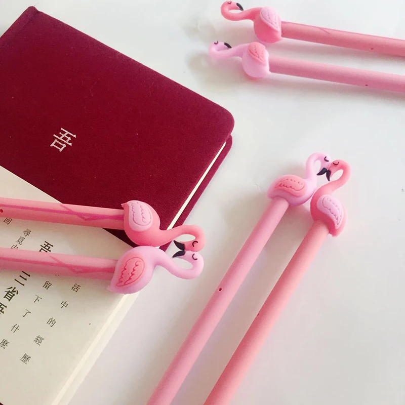 4 шт./лот вечерние сувениры для детей розовый Фламинго гелевые ручки 0,5 мм черные чернила роллер милые ручки подарки школьные офисные принадлежности