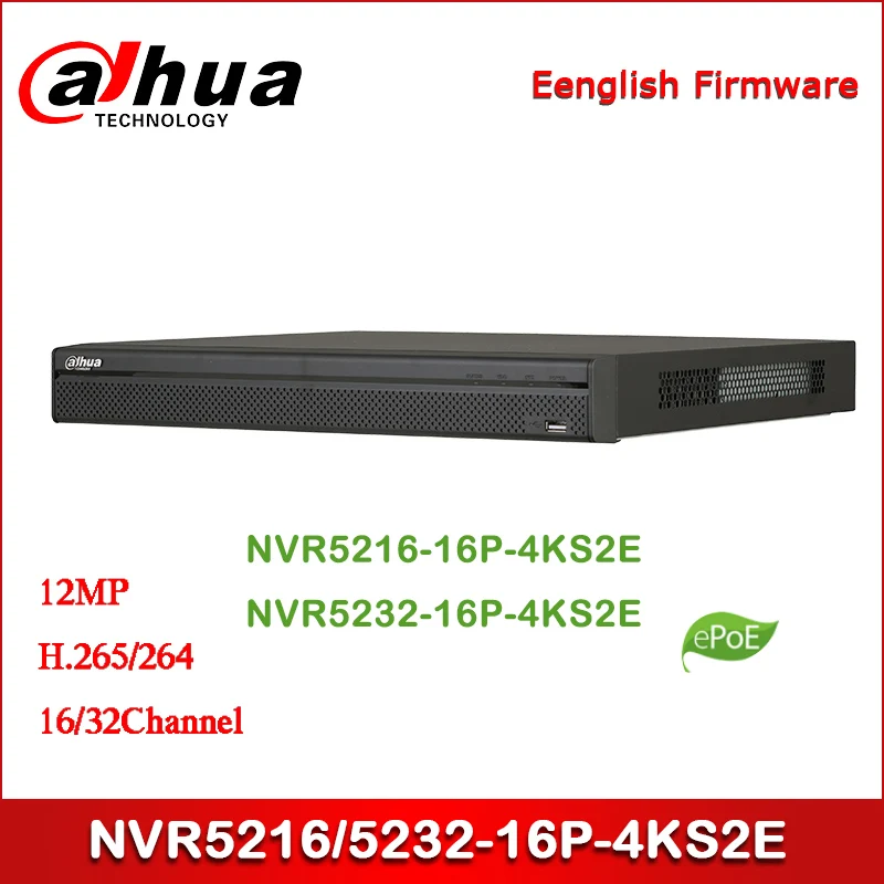 Dahua POE NVR NVR5216-16P-4KS2E NVR5232-16P-4KS2E 16/32Channel 1U 16PoE 4K&ampH.265 Pro Network Video Recorder | Безопасность и