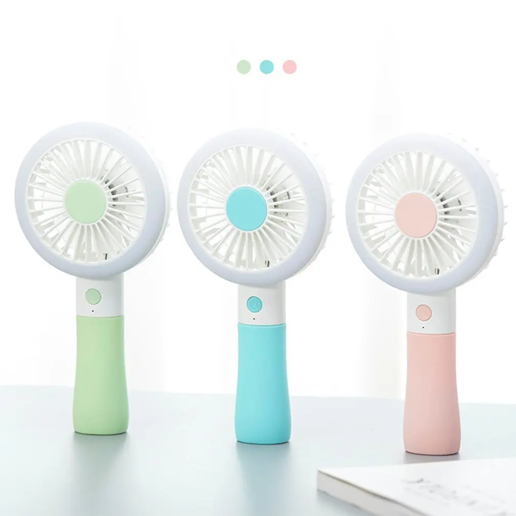 

Portable Handheld Summer Cooling Fan Electric USB Power Mini Fan Cooler With LED Light for Home Office Gift