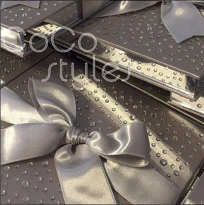  Cocostyles customized handmade silk acrylic hard cover wedding invitation card box with bling bling - 32864489901