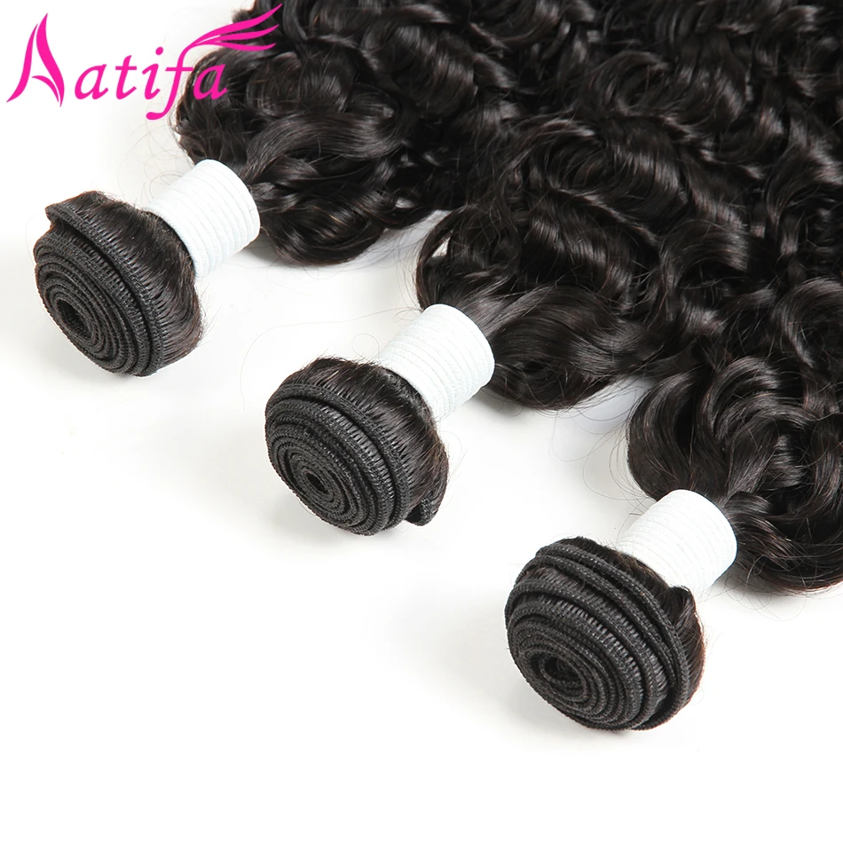 Water Wave 4 Bundles With Closure Human Hair Bundles with Closure 4x4 Aatifa Brazilian Human Hair Non Remy Hair Weave 5pcs/lot