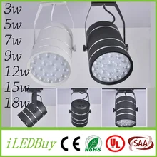 10 шт./партия, 3 Вт, 5 Вт, 7 Вт, 9 Вт, 12 Вт, 15 Вт, 18 Вт, диммируемая светодиодная дорожка, освещение AC85-265V, белый и черный корпус, потолочный светильник