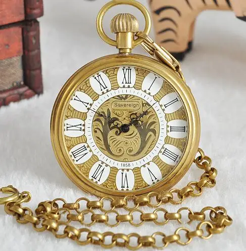 Vintage Roman Luminous Steampunk Necklace Mens Automatic Mechanical Gold Watches Vintage Roman Luminous Steampunk Necklace Mens Automatic Mechanical Gold Watches