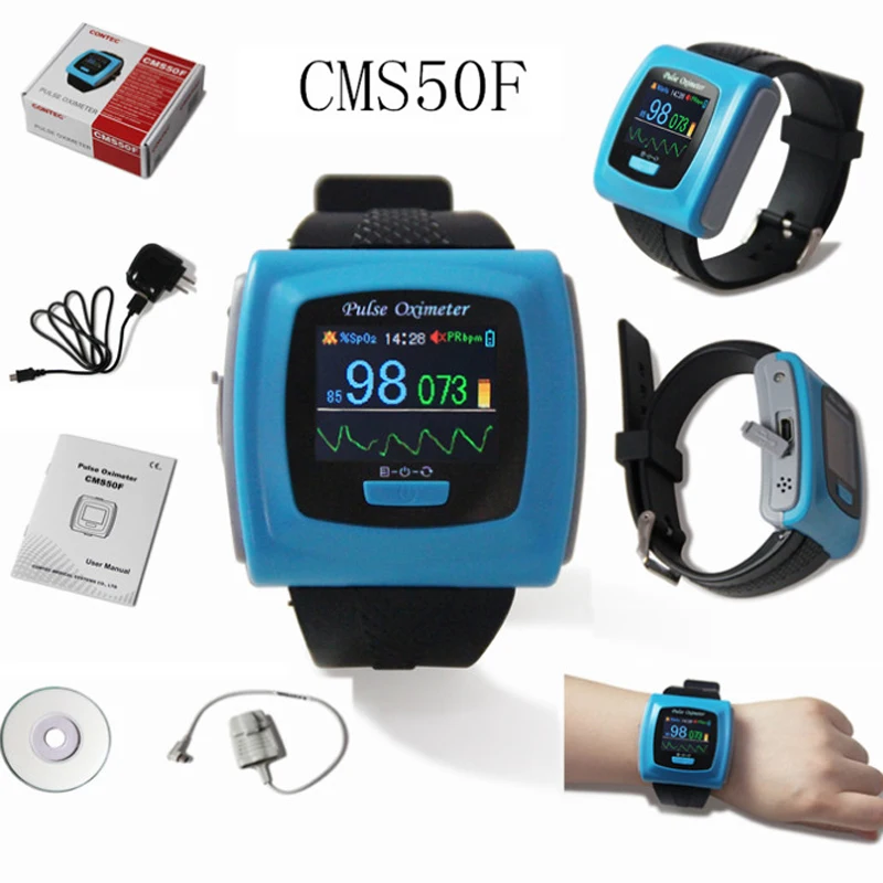 

CONTEC Digital Pulse Oximeter Wrist Wearable 24h Record Study CMS50F USB Oximeter Saturometro/saturometre Sleep Monitoring SpO2