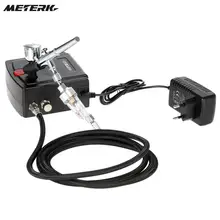 Meterk 100-250 В 0,3 мм гравитационная подача двойного действия Аэрограф Воздушный компрессор комплект аэрограф модель Аэрограф набор инструментов