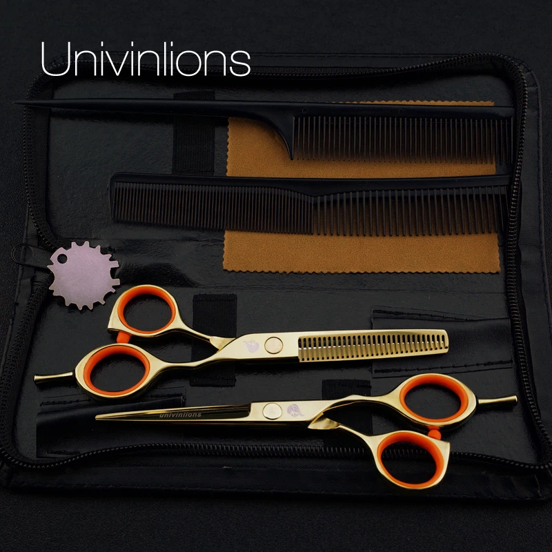 

5.5" golden scissors japanese hairdressing scissors professional hair cutting shears hair thinning scissors set coiffeur