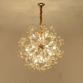 

flower design gold crystal chandelier lighting AC110V 220v lustre LED hanglamp dinning room lights bedroom lamp