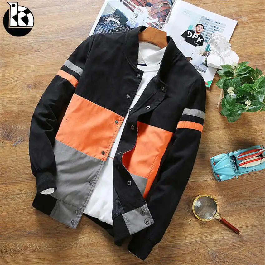 

Men Jackets clothes Vintage Multicolor Color Block Patchwork Windbreaker Jackets Autumn Hip Hop Streetwear neutral Casual
