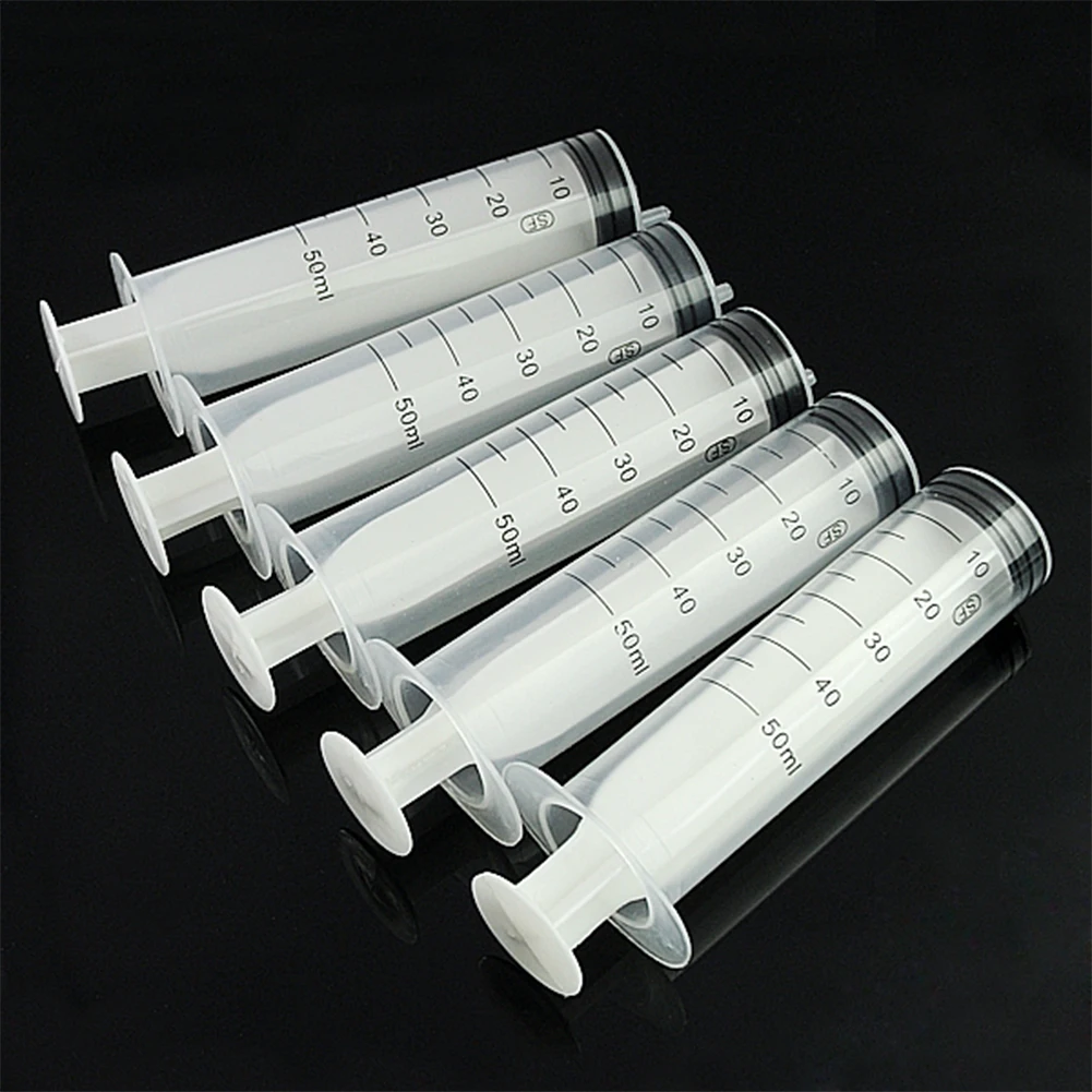 

5Pcs Large 50mL Plastic Hydroponics Analyze Disposable Measuring Nutrient Syringe epoxy resin syringe With Cover Measuring