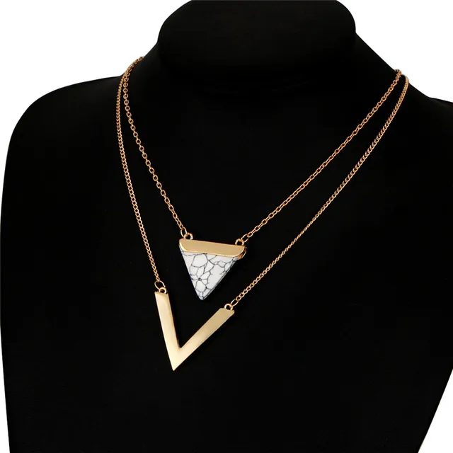 Buy Fashion Double Layered Letter V Necklaces