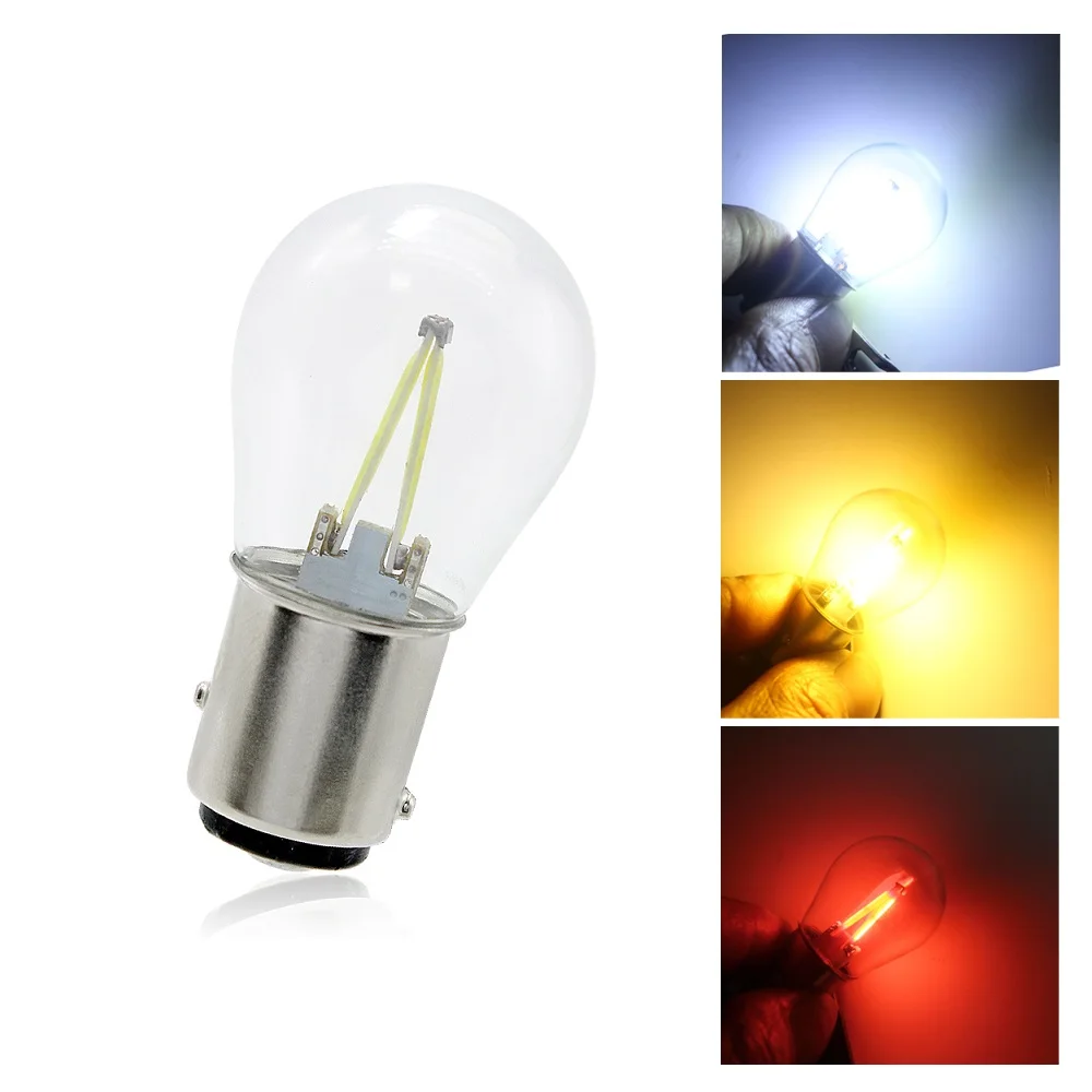 

ANBLUB Strobe 1156 BA15S 1157 BAY15D LED Car Brake Light Reverse Bulb 12V Auto COB LED Filament Glass Parking Lamp Turning Light