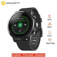 Оригинальные Смарт-часы Amazfit Stratos 2, gps, умные часы, 1,34 дюймов, большой экран, 5 АТМ, водонепроницаемый, мульти-спортивный режим, PPG, пульсометр