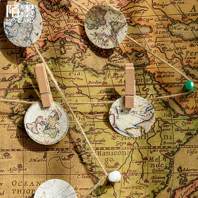 8SETS/LOT retro hemisphere Creative decoration DIY sticker boxed | Канцтовары для офиса и дома