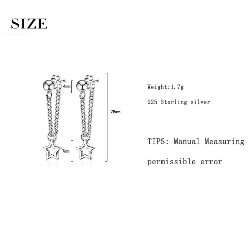 Anenjery, простые, модные, 925 пробы, серебряная звезда, серьги с кисточками для женщин, девушек, подарок на день рождения, oorbellen, букле, d'oreille, S-E616