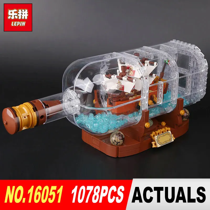 

Lepin 16051 1078Pcs Creative Movies Pirates of the Caribbean Pirates Series 21313 bottles in the boat Building Blocks kits Model