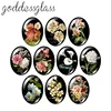 Beauty Vintage Flowers Rose Daisy 10pcs 13x18mm/18x25mm/30x40mm Oval photo glass cabochon demo flat back Making findings TB0043 ► Photo 1/6