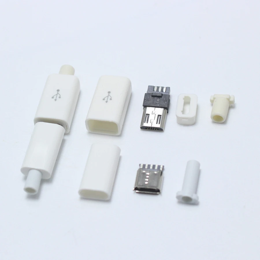 5 компл. Micro USB 5PIN тип сварки штекер Женский Разъем Разъемы зарядное устройство 5P USB хвост зарядки разъем 4 в 1 белый