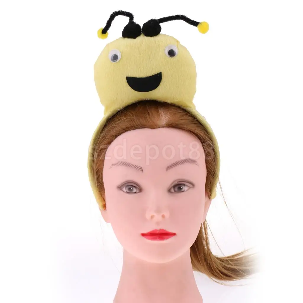 Set of 3pcs Birthday Girls Boys Kids Cartoon Bear Bee Monkey Costume Set Headband Bowtie Tail Fancy Dress Party Accessories
