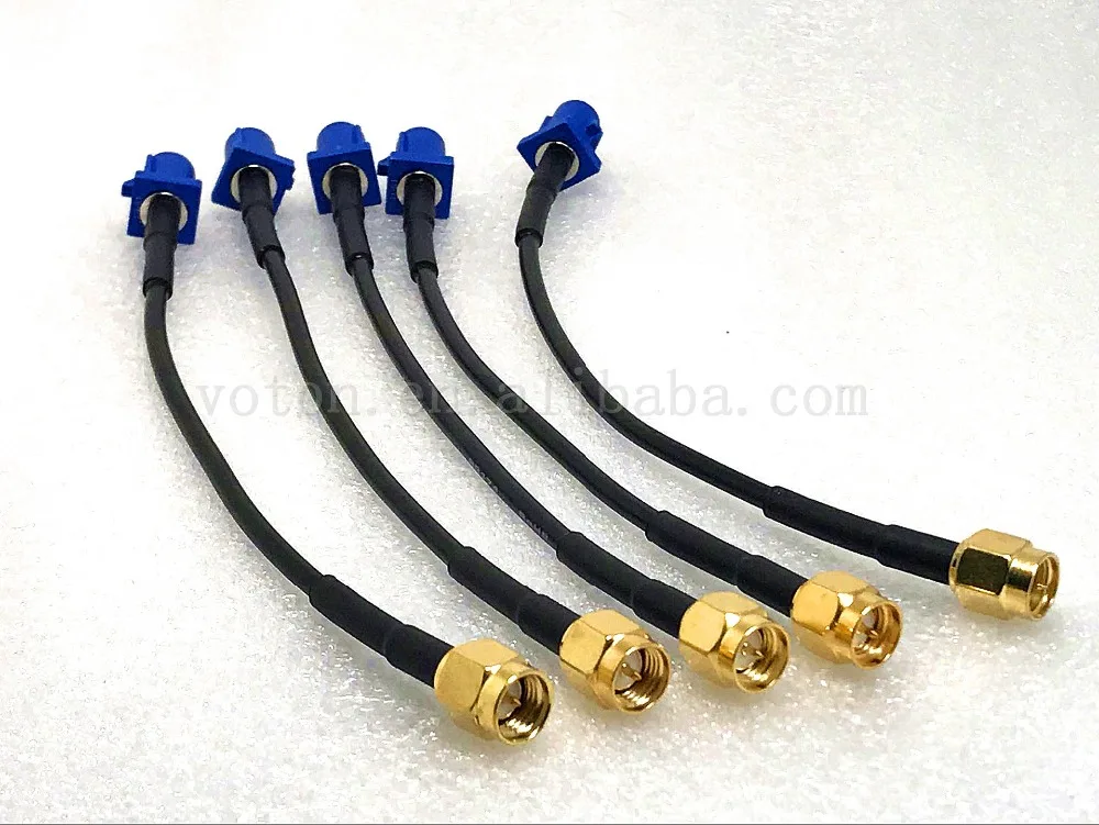 Fakra C to sma male crimp connector for RG174 cable length 14cm (1)