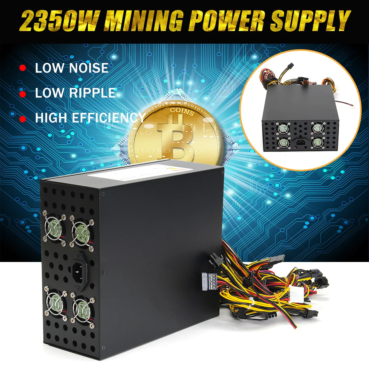 

LEORY 1Pcs 2350W Power Supply For Eth Rig Ethereum Coin Mining Miner Dedicated Machine Computer PC Power Supplies For BTC