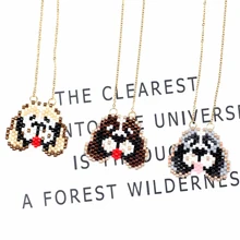FAIRYWOO New Bead Necklaces For Women Fashion Pendant Necklace Animal Dog Pendant Trendy Handmade Jewelry Gold Chain Long Choker trendy bead pendant necklace for women