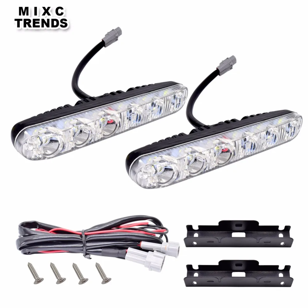 

1Set Car Headlight DRL 12V High Power LED Driving Fog Lamp Auto Waterproof DRL LED Daytime Running Light With Flood Spot LENS