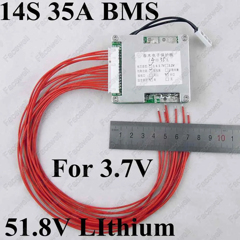 Бренд 14s 35A 51 8 v BMS 14 ячеек защита батареи bms плата полимерная литиевая батарея 52v