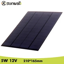 SUNWALK Solar Cell Panel Module 5W 12V 410mAh Polycrystalline PET Mini Solar Panel for Solar System and Test 210*165mm