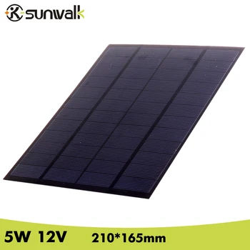 

SUNWALK Solar Cell Panel Module 5W 12V 410mAh Polycrystalline PET Mini Solar Panel for Solar System and Test 210*165mm