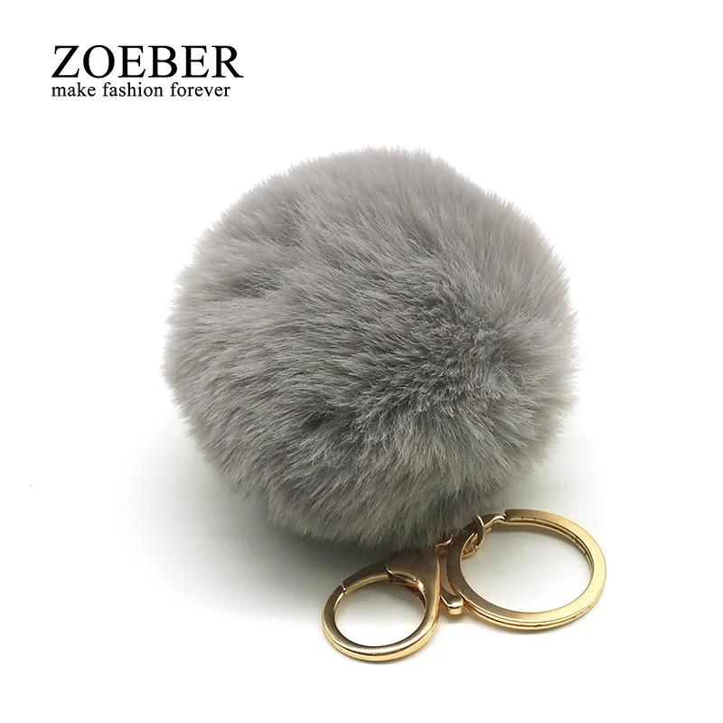 

Lovely 8CM Big Faux Fur PomPom KeyChain Cute Rabbit Hair Bulb Bag Pom Pom Ball Key Chain Holder Pendant Porte Clef for Women