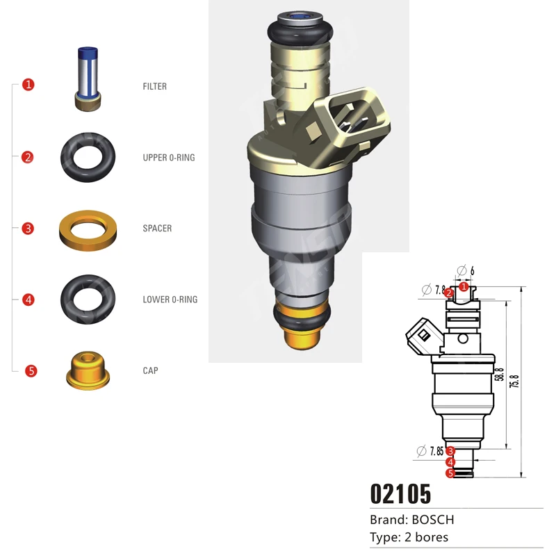 Free shipping! 200sets/box Fuel Injector Repair Kits for type 2 bores