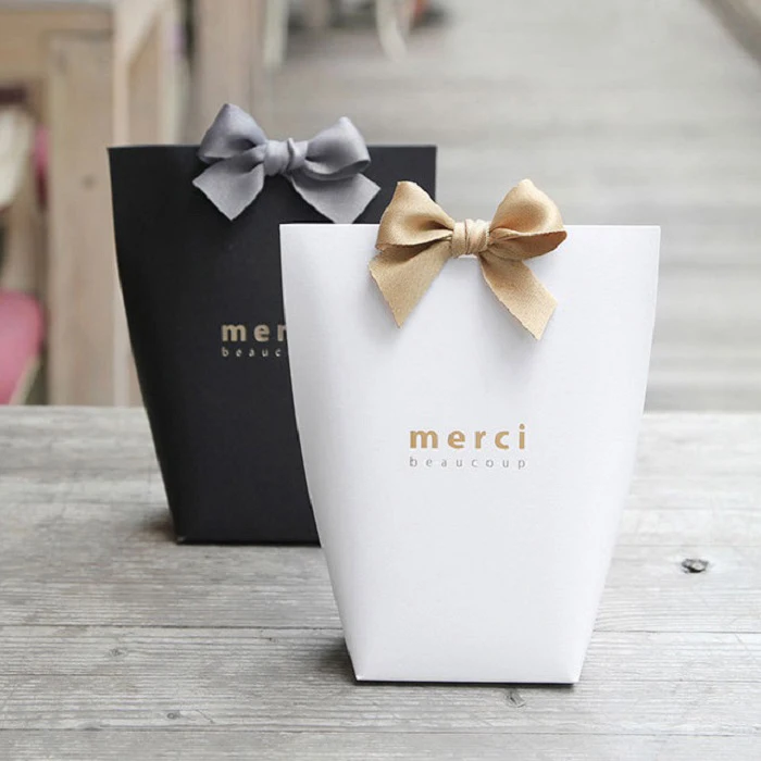 

candy box bag chocolate cookies gift for Party Decoration craft DIY favor blue merci three color option Wh